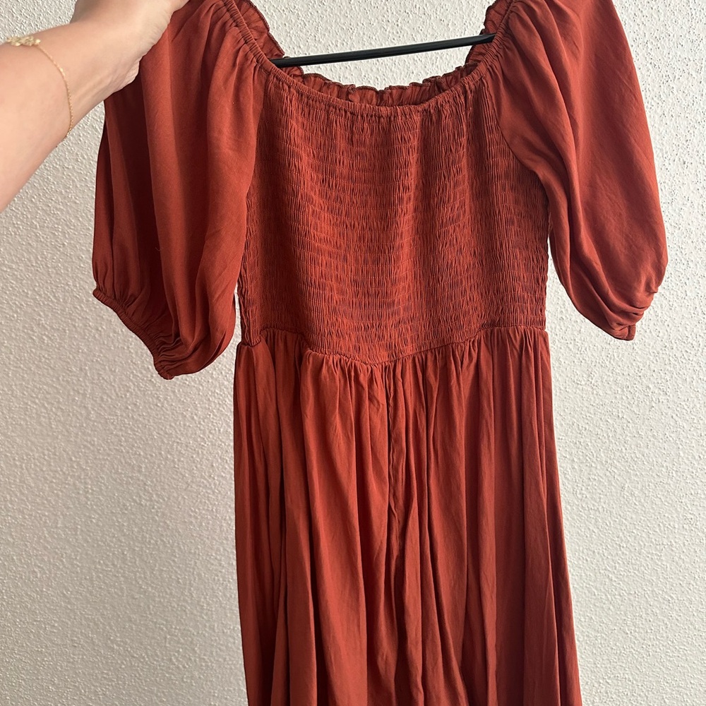 SHEIN Off-Shoulder Rust Mini Dress - Picture 2 of 3